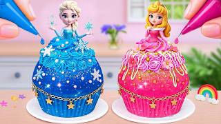 ✨Disney Princess Cupcake Idea 🧁 Colorful Princess Buttercream Cake Decorating | Yummy Mini Cakes