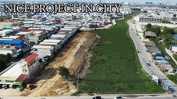 NICE PROJECT IN CITY !! BULLDOZER KOMATSU PUSH SOIL !! DUMP TRUCK UNLOADING