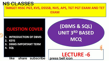 Lect - 6  DBMS & SQL BASED IMPORTANT / REAPETEAD QUESTIONS FOR HSSC PGT, KVS, NVS, DSSSB, HTET