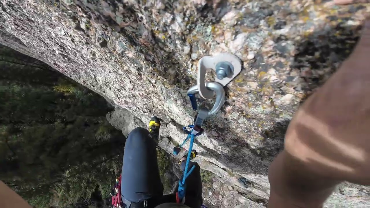 Sport Climbing Monastic Groove 5.8 at the Monestary near Drake Colorado with my Dad