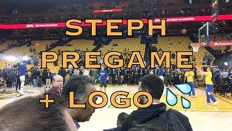 Steph Curry pregame routine + logo shots in Curry5 white/gold at Oracle Arena before NBA Finals G1