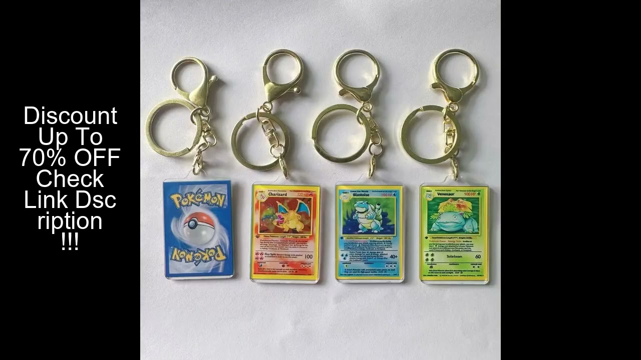 Pokemon Anime Small Card Key Chain Charizard Keychains Blastoise Venusaur Mewtwo Diy Acrylic Action