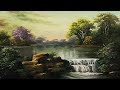 Oil Painting Landscape With Waterfall By Yasser Fayad