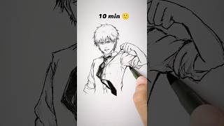 How to Draw Denji | ChainsawMan in 10sec, 10mins, 10hrs 😳 #shorts #anime #drawing