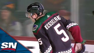 Michael Kesselring Scores Coyotes' Fourth Straight Goal After Puck Goes In Off Travis Hamonic