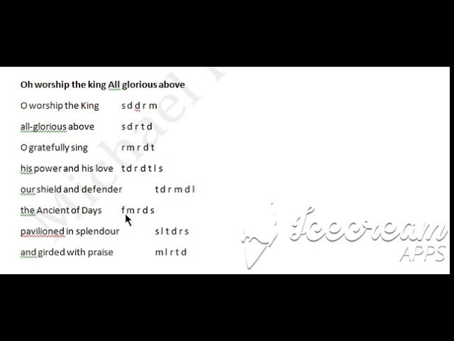 Tonic Solfa Of O Worship The King All Glorious Above Hymnal Youtube Am7 g/b c2 you breathe in the air, you shine in the light. tonic solfa of o worship the king all