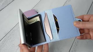 Card Blocr Womens Slim Credit Card Wallet In Saffiano Pu Leather