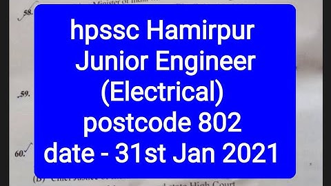 hpssc Hamirpur  Junior Engineer (Electrical)  postcode 802