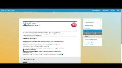 Completing the Activities & Awards section on the UC Application version 1