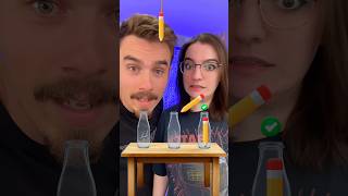 Get three pencils into three bottles ✏️ #challenge #game #couple