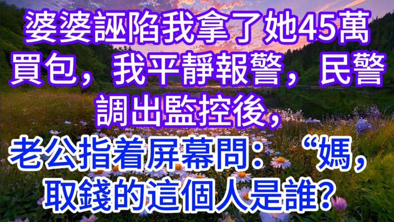 婆婆誣陷我拿了她45萬買包，我平靜報警，民警調出監控後，老公指着屏幕問：“媽，取錢的這個人是誰？