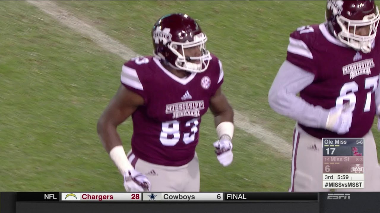 Ole Miss LB Tayler Polk forces a fumble in the Egg Bowl