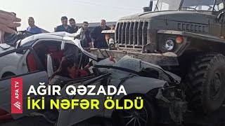 Sarayda Ağır Qəza, Minik Və Yük Maşınları Toqquşdu - Apa Tv