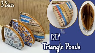 DIY Cara Membuat Pouch/Triangle Pouch/Tutorial &amp; Pattern