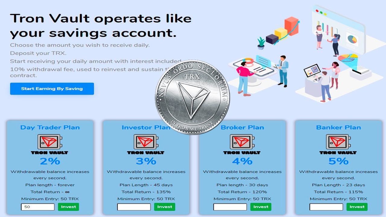 Tron-vault.com новый смарт-контракт для заработка криптовалюты TRON(TRX)
