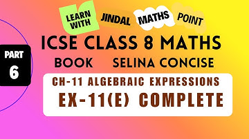 ICSE Class 8 math Ch-11 Algebraic Expressions From Selina Part-6  ⁨@jindalmathspoint⁩