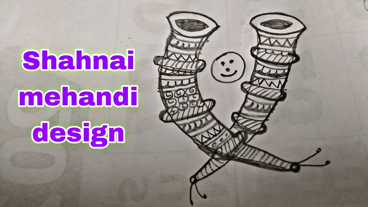 Shehnai mehandi designHow to make ShehnaiPencil mehndi design YouTube
