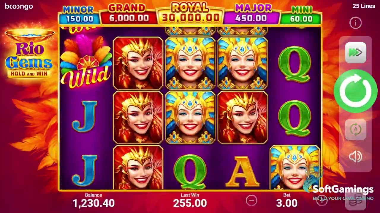 3 Oaks Gaming (Booongo) - Rio Gems - Gameplay Demo