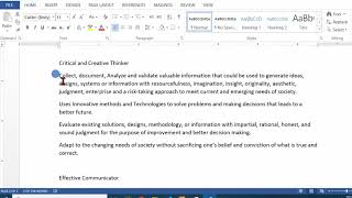 Word Processing - MS Word Bullets and Numbering