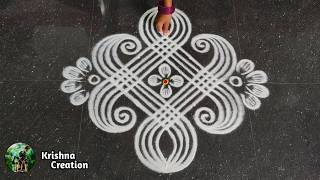 Puratasi madham Special Padi Kolam | 5*1 Beautiful Rangoli Design| Padi Kolam Muggulu | Easy Rangoli