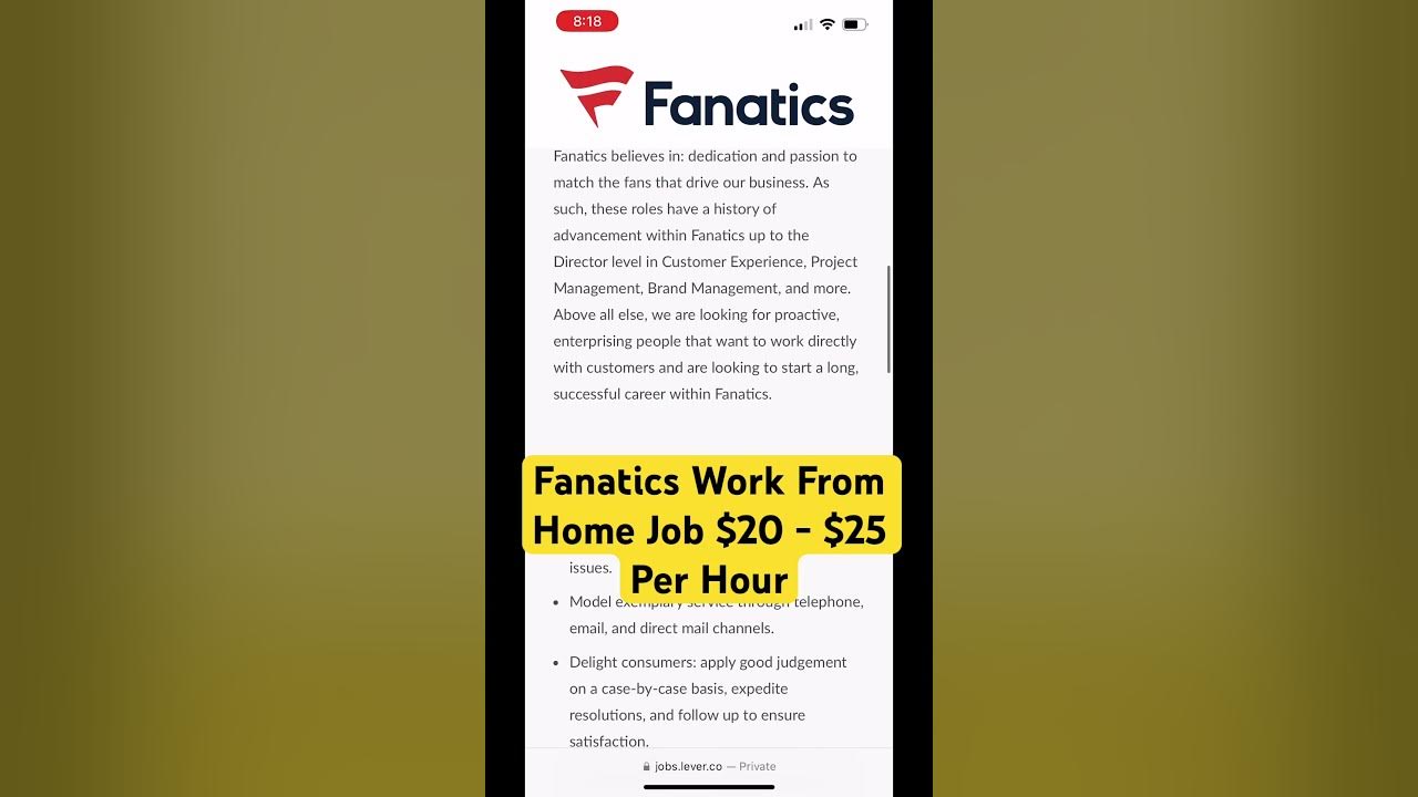 Fanatics Work From Home Job workfromhome onlinejobs workathome 