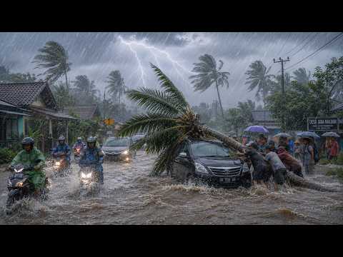 EXTREME WEATHER IN INDONESIA! CRAZY RAINSTORMS DESTROY VILLAGE, CAUSING FLOODS 🌪️⛈️😱