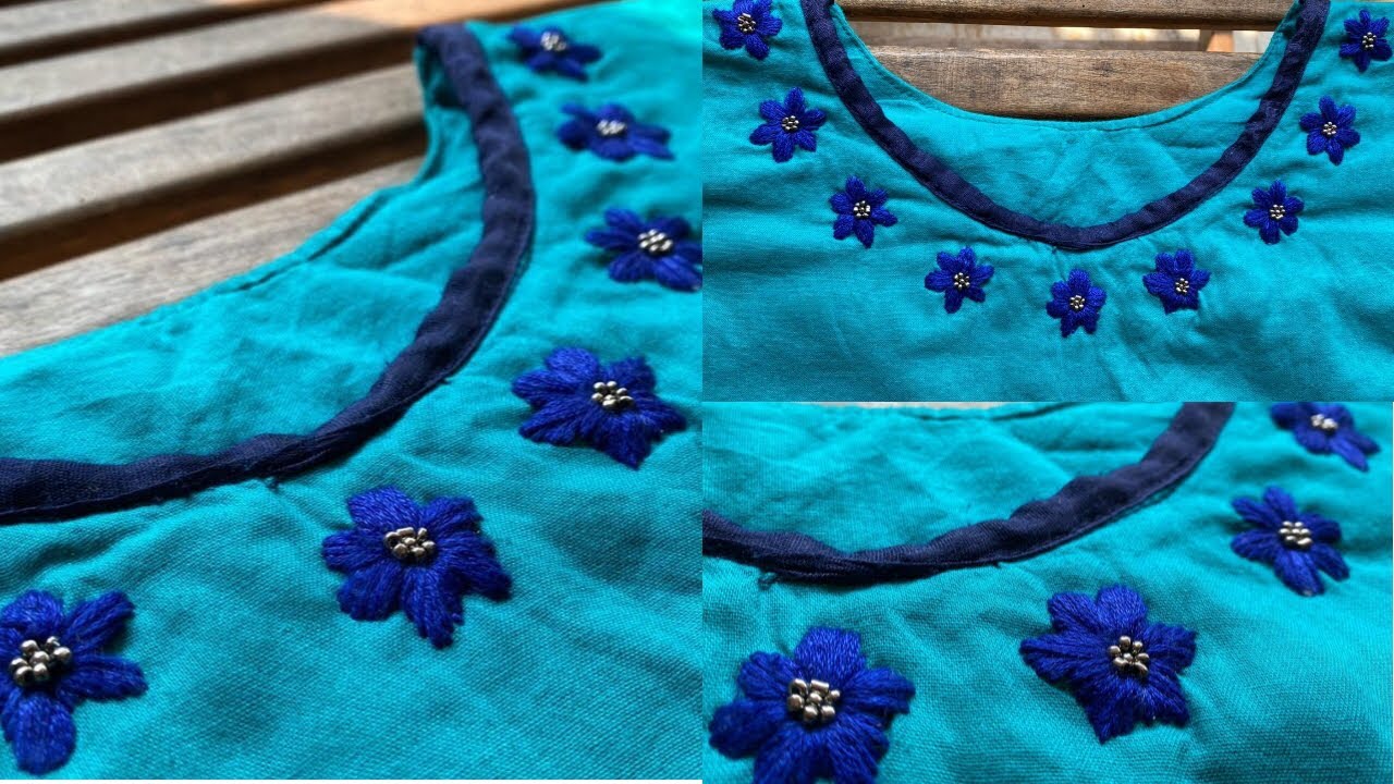 Easy hand embroidery neck design YouTube