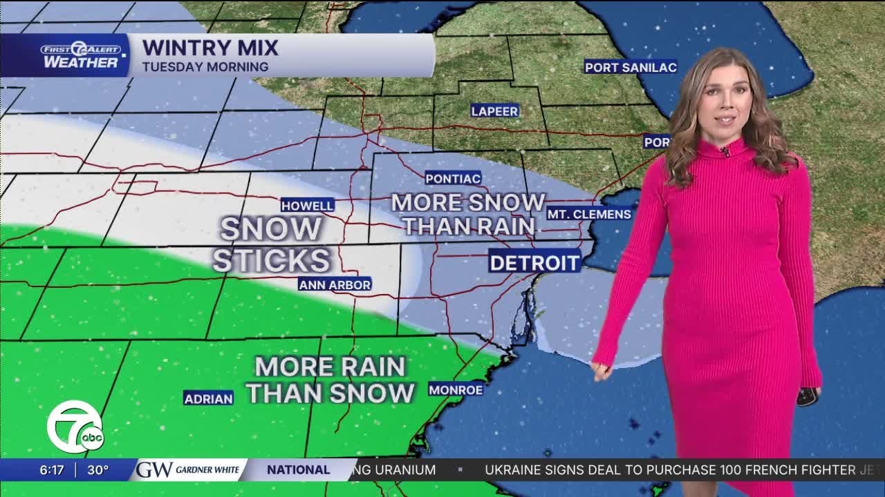 Metro Detroit Weather: Tracking a wintry mix Tuesday morning - YouTube