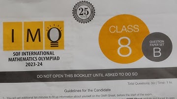 Math Olympiad IMO Class 8 2023-24 Set-B Question Paper Fully Solved #IMO #Questionpaper #viral
