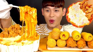 ASMR 매콤꾸덕한 치즈로제오뎅과 뿌링클 치즈볼 핫도그 먹방~!! Cheese Rose Fishcake With Cheese Ball Chicken Legs 🍗 MuKbang~!