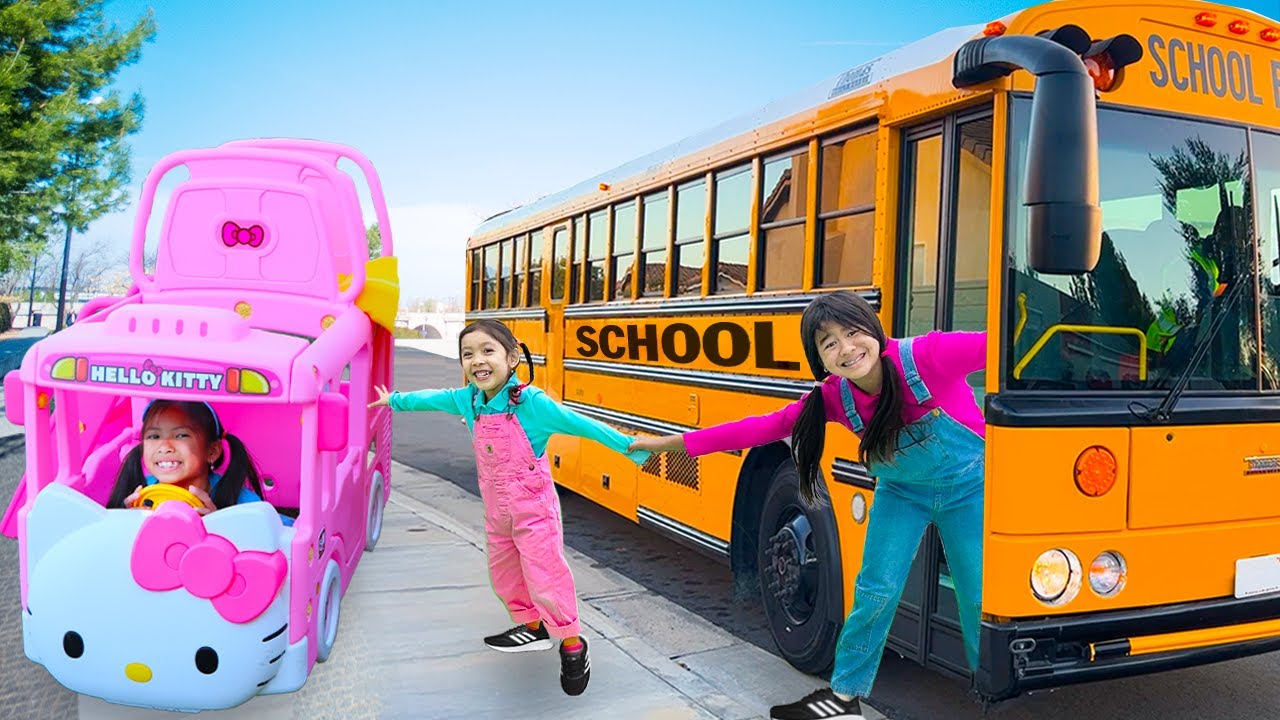 Jannie and Ellie Learn School Bus Rules with Friends and Other Funny Videos for Kids