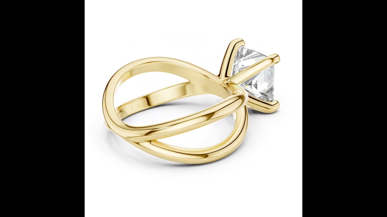 Criss-Cross Princess Cut Diamond Solitaire Ring