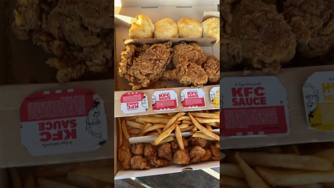 KFC fill up box - that’s a lotta food for 20$ #usa #food #kfc #friedchicken