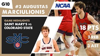 AUGUSTAS MARCIULIONIS game highlights Saint Mary's Gaels vs Colorado State University | SMG | NCAA
