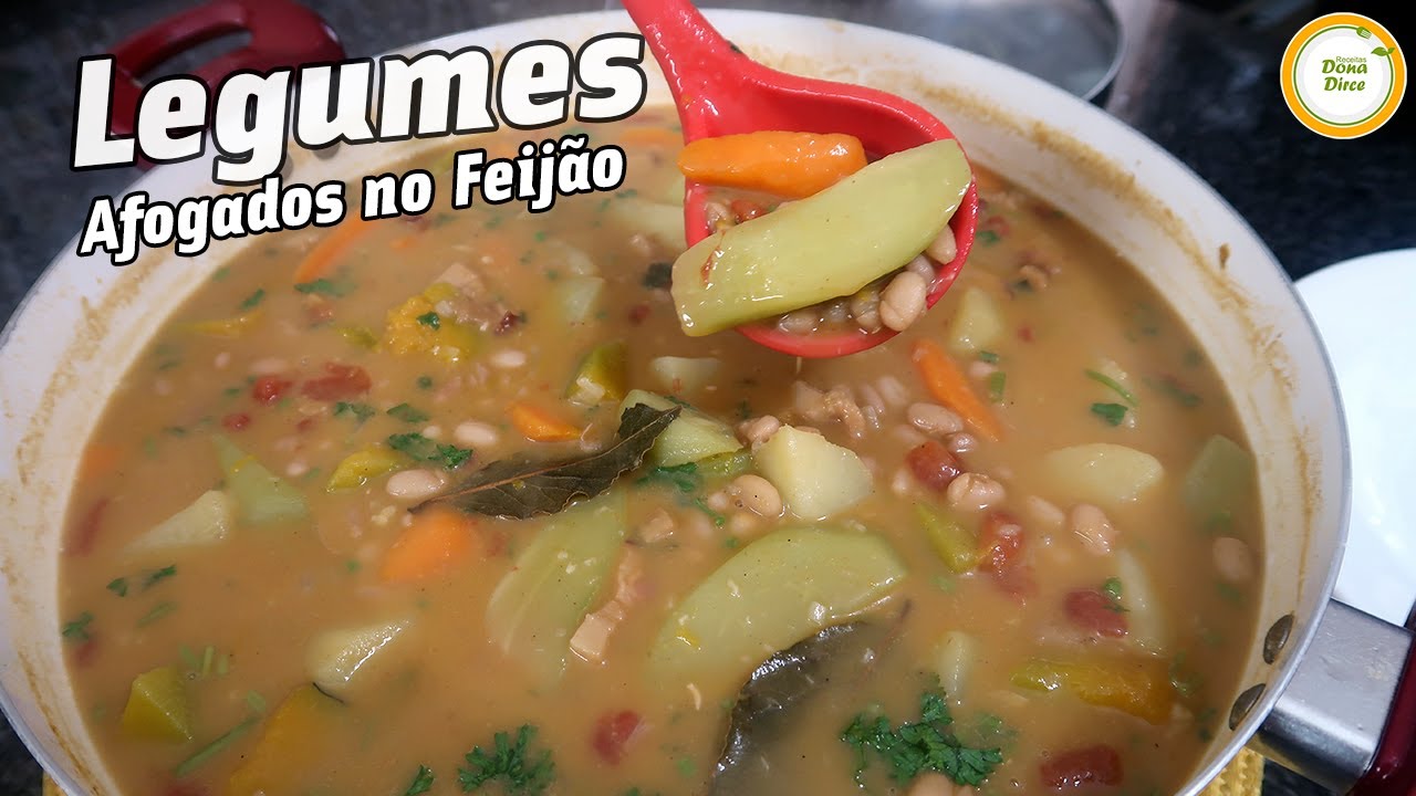 LEGUMES AFOGADOS NO FEIJÃO DA DONA DIRCE | FAZENDO FEIJÃO COM LEGUMES | SOPA DE FEIJÃO E LEGUMES#991