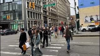 NYC LIVE Walk: Soho to Midtown Manhattan on Cloudy Saturday April 27, 2024