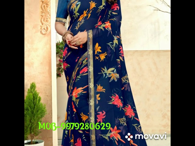 Fancy Chiffon Lace border Saree By Geet Gauri Fashion || Fancy Chiffon Saree|| Mob:9979280629 class=