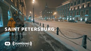 Snow Storm in Saint Petersburg — 4K Cinematic Walking Tour | Binaural ASMR