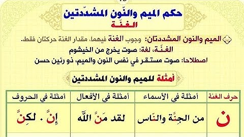 حكم النون والميم المشددتين/ أحكام التجويد والتلاوة