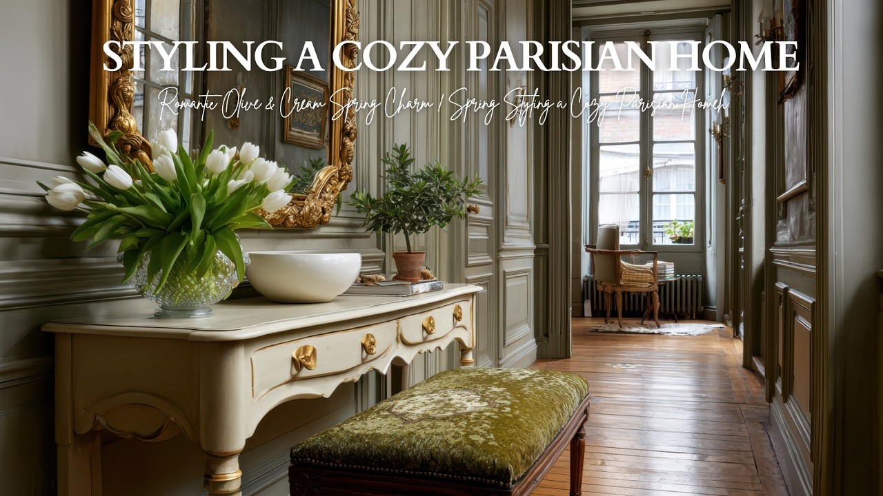 Romantic Olive & Cream Spring Charm | Spring Styling a Cozy Parisian Home