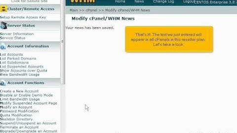 Using Cpanel/WHM News in WHM 11 (web host manager) - WHM 11 & Cpanel Video Tutorials