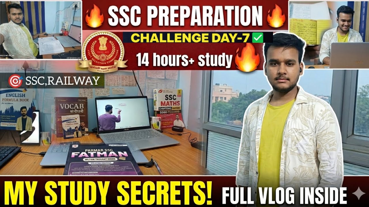 (7/30) 14 Hours Study Vlog| SSCCGL 2026 Preparation | Daily Routine#ssc ...