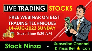 FREE WEBINAR  -14 AUG BEST TRADING TECHNIQUES  | Nifty live Trading  Bank Nifty live Trading| Option