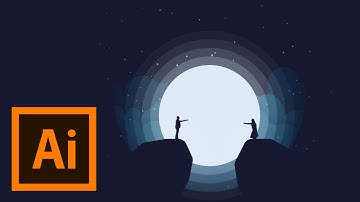 Flat Design Illustrator Tutorial: Moonlight Silhouette by ReVoN