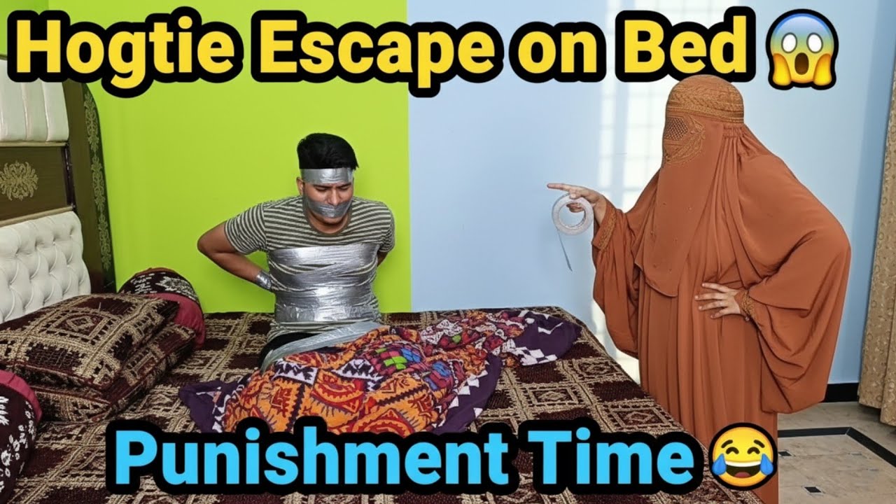 Hogtie Tape Escape on Bed Challenge 😱 | Burqa Wali Vlogs | Funny Couple Challenge