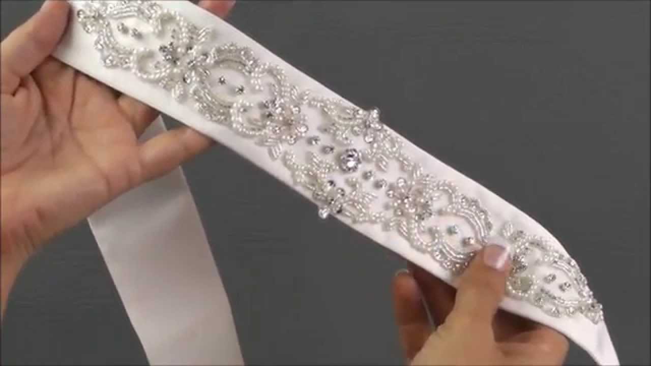 Satin, Rhinestone, Bead & Faux Pearl Bridal Belt 3-001