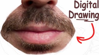 Photorealistic DIGITAL PAINTING of a MOUTH || Self-Portrait Part 4 || Timelapse