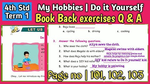 Do it Yourself | My Hobbies | 4th standard | term 1 | Book back Question Answers @PINJUKARANGAL