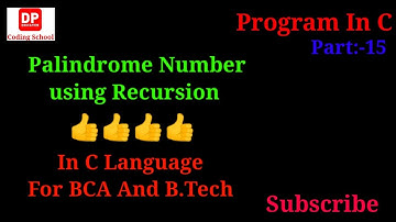 Program to check palindrome number or not using recursion in c programming |c language ||#ctutorial