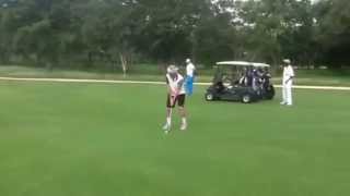 John McEnroe Plays Golf Hits Iron Approach Shot at Casa de Campo